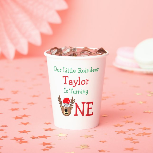 Vasos De Papel Renos 1er cumpleaños (in situ)