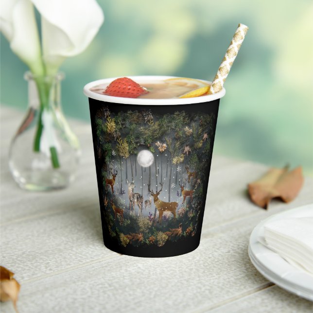 Vasos De Papel Renos Adorables De Noche (in situ)