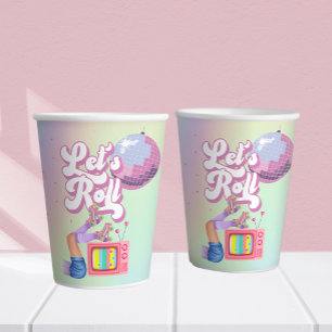 Vasos De Papel Renovemos a los Chicas de patinaje retro