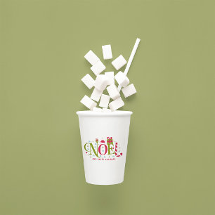 Vasos De Papel Renuncia a la tipografía de color y diversión noel