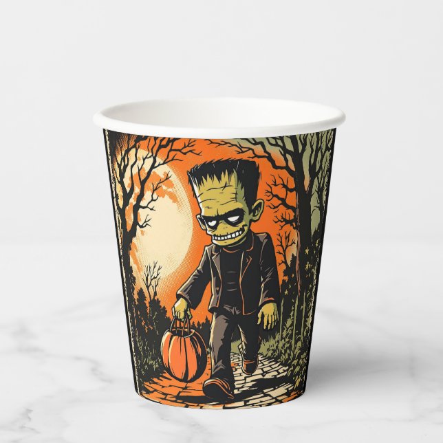 Vasos De Papel Réplica de "Trick or Treat Frankie" de los años 50 (Anverso)