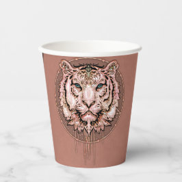 Vasos De Papel Representación cautivadora y artística de un tigre