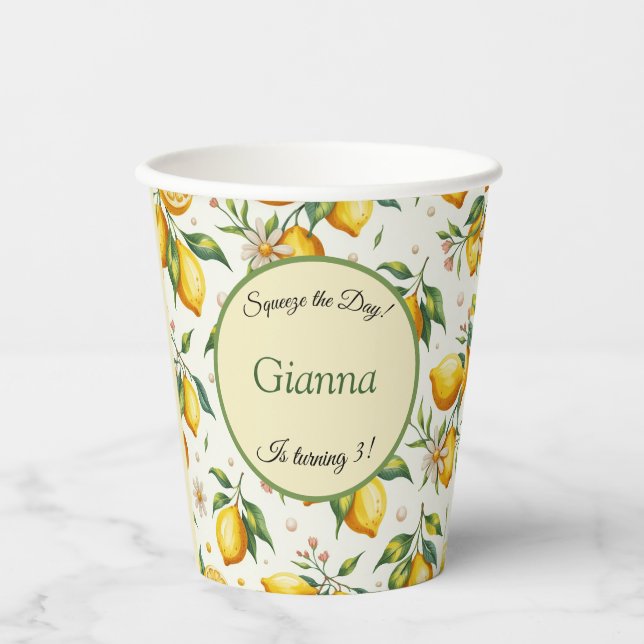 Vasos De Papel Reprimir el día en la fiesta de cumpleaños de niño (Anverso)