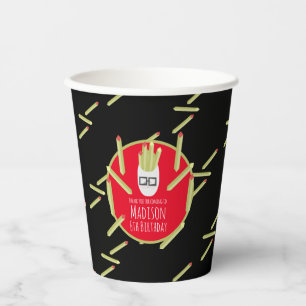 Vasos De Papel Restaurante Cute Fries Fiesta de cumpleaños Negro