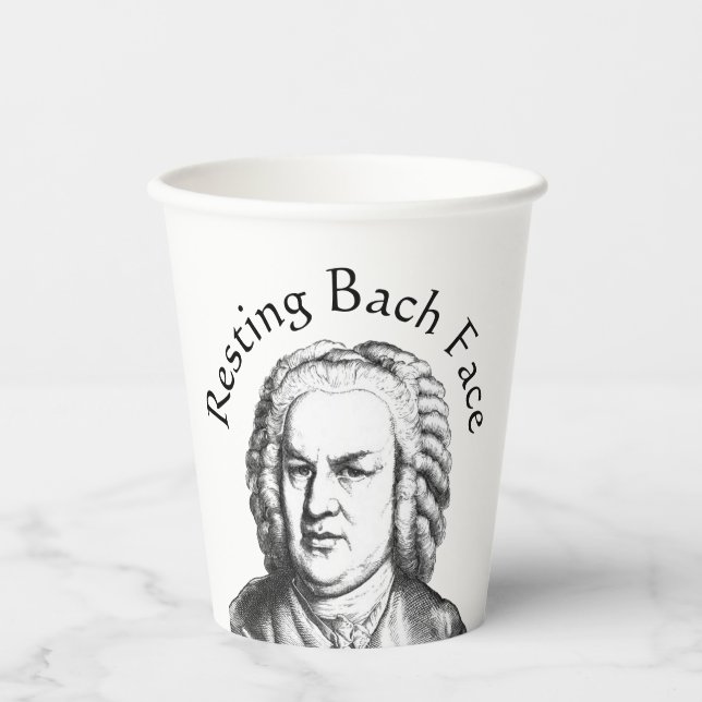 Vasos De Papel Resting Bach Face Classical Music Composer (Anverso)