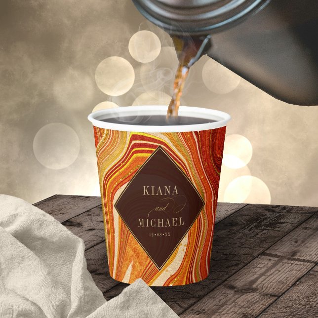 Vasos De Papel Resumen Agate Boda Hot Naranja ID827 (Subido por el creador)