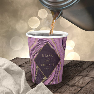 Vasos De Papel Resumen Agate Boda Mauve ID827