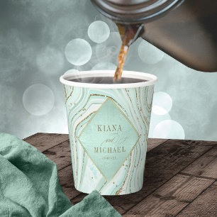 Vasos De Papel Resumen Agate Boda Mint ID827