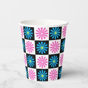 Vasos De Papel Resumen Aster Aster Floral Azul Rosa