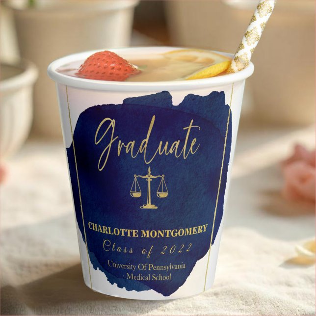 Vasos De Papel Resumen Azul Elegante Graduación en Facultad de De (Subido por el creador)