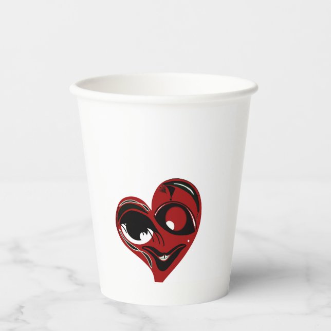 Vasos De Papel Resumen, corazón rojo (Anverso)
