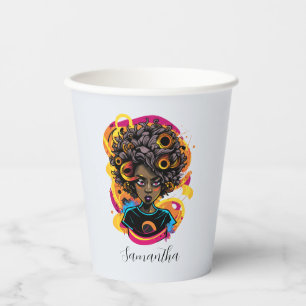 Vasos De Papel Resumen de artista afromujer