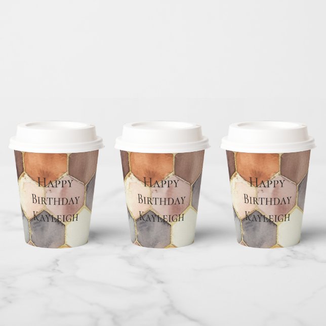 Vasos De Papel Resumen de champán de Glam Honey Comb Rubor (Multi)