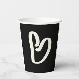 Vasos De Papel Resumen de corazón blanco sobre negro