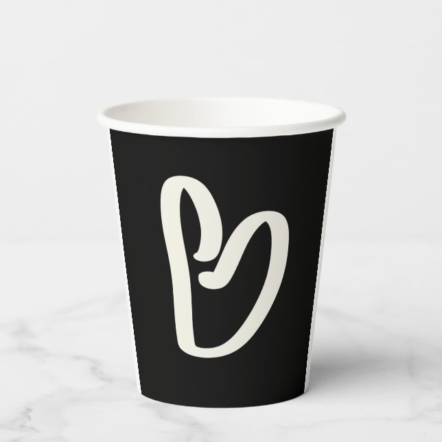 Vasos De Papel Resumen de corazón blanco sobre negro (Reverso )