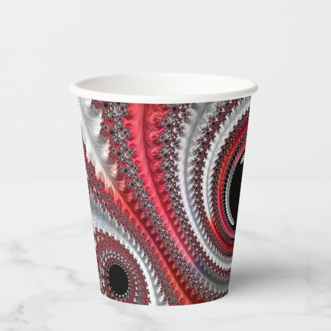 Vasos De Papel Resumen de la espiral de gradiente rojo y negro (Anverso)