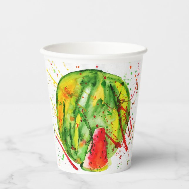 Vasos De Papel Resumen de la sandía acuática brillante (Anverso)