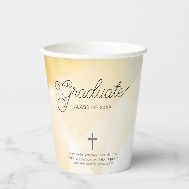 Vasos De Papel Resumen de oro para graduados con verso de la Bibl (Anverso)