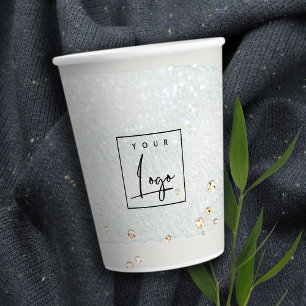Vasos De Papel Resumen del logotipo de acuarela de brocha platead