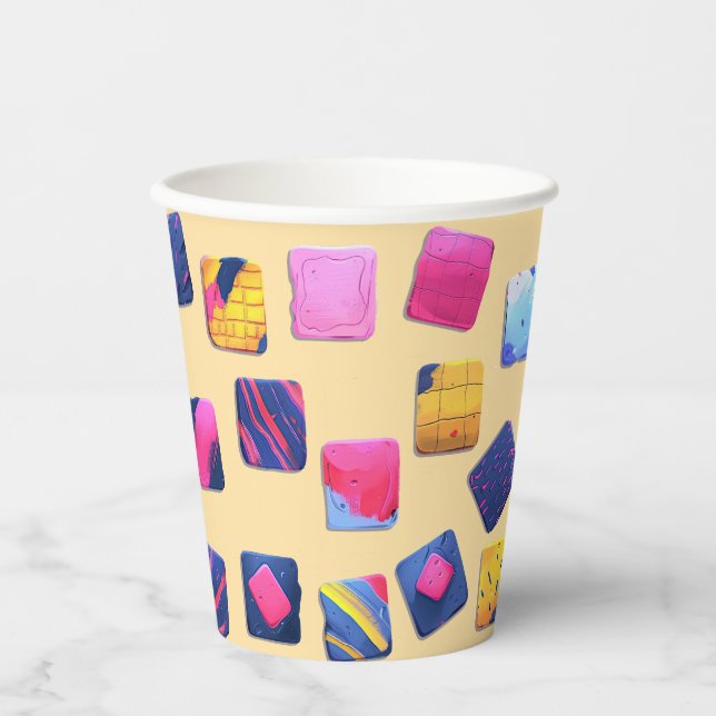 Vasos De Papel Resumen del patrón de bloques coloridos (Anverso)