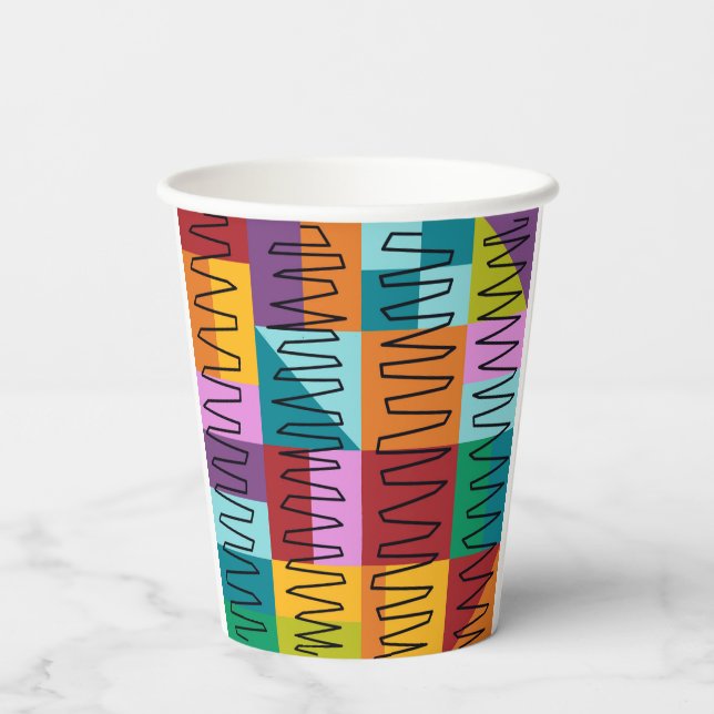 Vasos De Papel Resumen, diseños coloridos (Reverso )