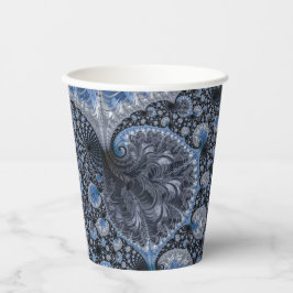 Vasos De Papel Resumen Fractal azul negro