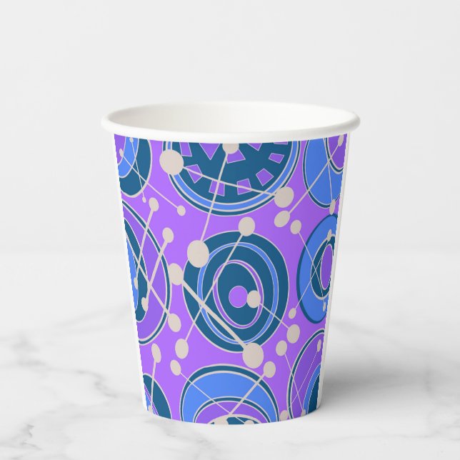 Vasos De Papel Resumen, geoformas en púrpura, azul (Reverso )