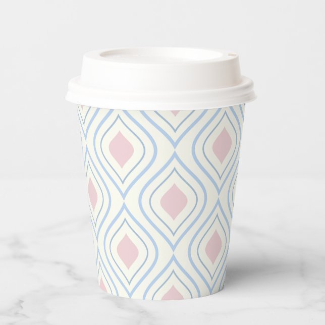 Vasos De Papel Resumen geométrico, azul, rosa y blanco roto (Anverso)