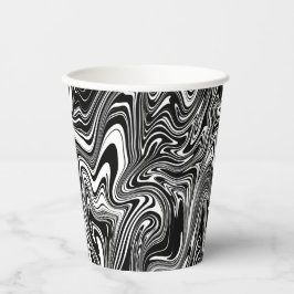 Vasos De Papel Resumen Mármol Líquido Blanco y Negro