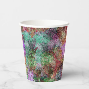 Vasos De Papel Resumen Mezcla Misteriosa Verde Rosa Amarillo Swir