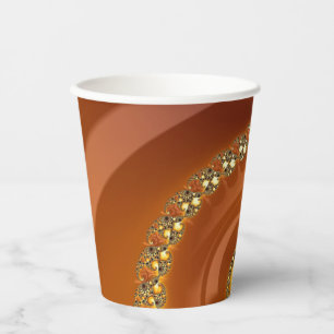 Vasos De Papel Resumen Naranja dorado gradiente espiral fractal