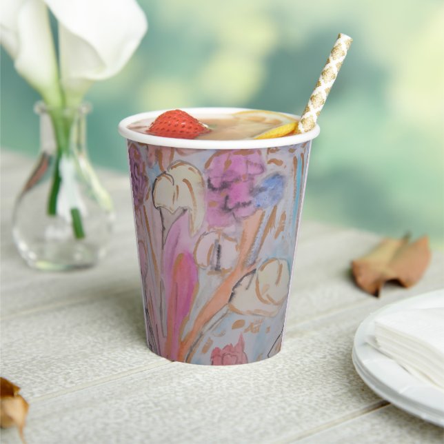 Vasos De Papel Resumen Pastel Floral (in situ)