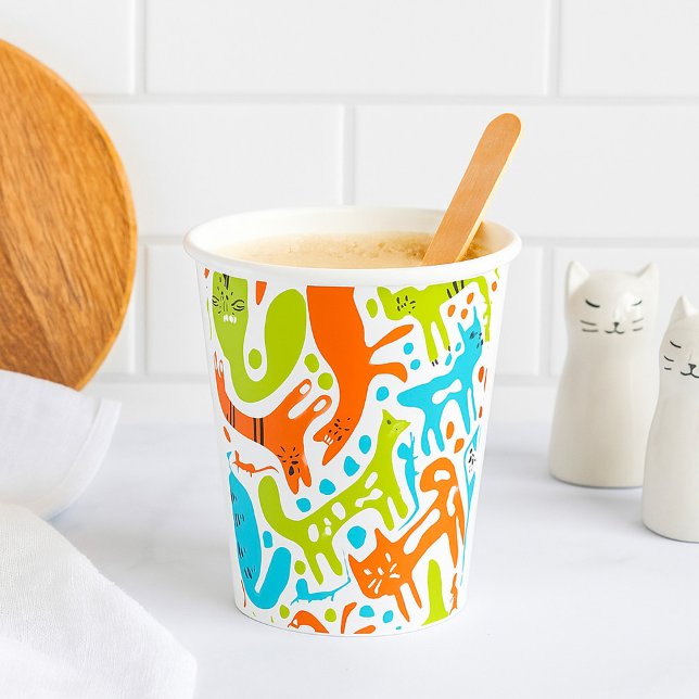 Vasos De Papel Resumen Patrón de gato Arte Mascota moderno y capr (Subido por el creador)