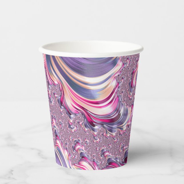 Vasos De Papel Resumen Pink Purple Spiral Fractal (Anverso)