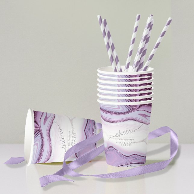 Vasos De Papel Resumen Purpurina Strata Boda Cheers Lilac ID903 (Subido por el creador)