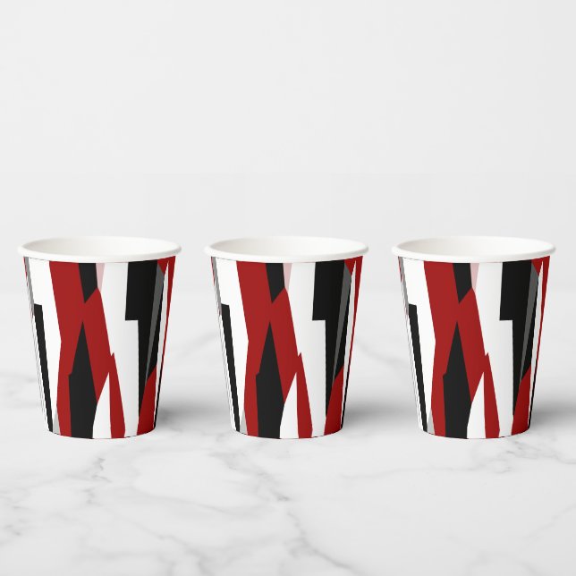 Vasos De Papel Resumen rojo en blanco y negro (Multi)