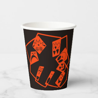 Vasos De Papel Resumen, rostros de calabaza en negro, Halloween