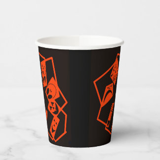 Vasos De Papel Resumen, rostros de calabaza en negro, Halloween