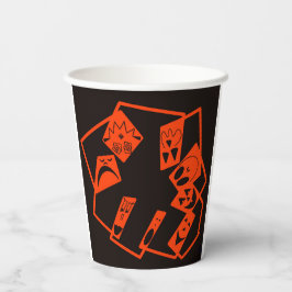 Vasos De Papel Resumen, rostros de calabaza en negro, Halloween