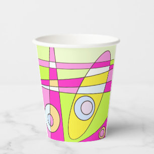 Vasos De Papel Resumen Surfing Bright Pink Green Bubblegegum