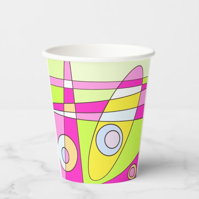 Vasos De Papel Resumen Surfing Bright Pink Green Bubblegegum (Anverso)
