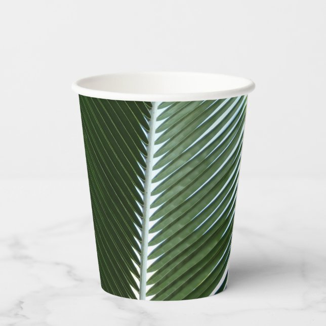 Vasos De Papel Resumen verde tropical de palmeras que se abruman (Reverso )