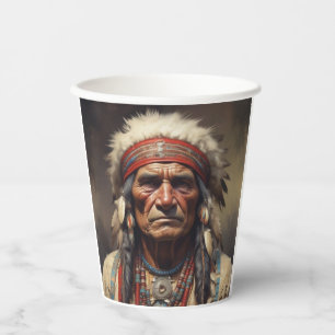 Vasos De Papel Retrato de Geronimo Jefe de la India