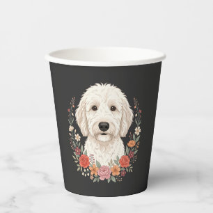 Vasos De Papel Retrato de perro floral corona botánica