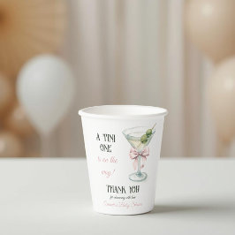 Vasos De Papel Retro A Tini One Martini Pink Bow Girl Baby Shower