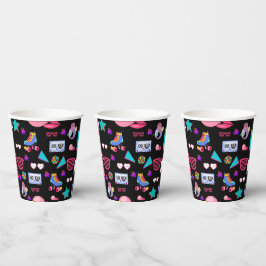 Vasos De Papel Retro black 80s Costume Vibrant culture pop