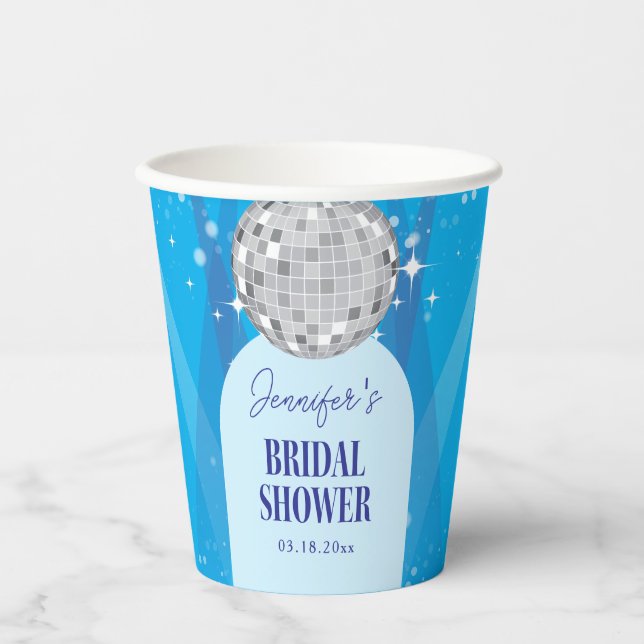 Vasos De Papel Retro Blue 70s Disco Dancing Queen Bridal Shower (Anverso)