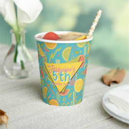 Vasos De Papel Retro Blue Summer Citrus Fruit Birthday