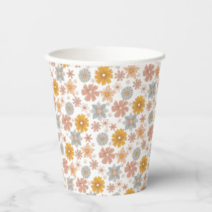 Vasos De Papel Retro Boho Floral Vintage Flower Power