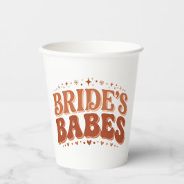 Vasos De Papel Retro Bride's Babes Terracotta Despedida de Solter